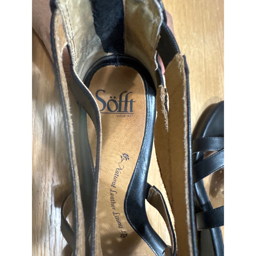 Sofft Womens Black Leather Laser Cut Gladiator Wedge Sandals 9M 1277101 - Picture 2 of 5